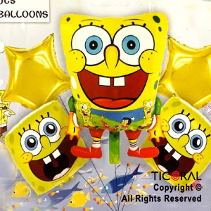 SET DE GLOBOS METALIZADO BOB ESPONJA 5 UNIDADES X 1